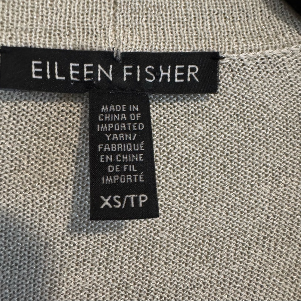 Eileen Fisher Open Front Cardigan Shimmer Organic Linen Blend Lagenlook XS - Picture 3 of 5